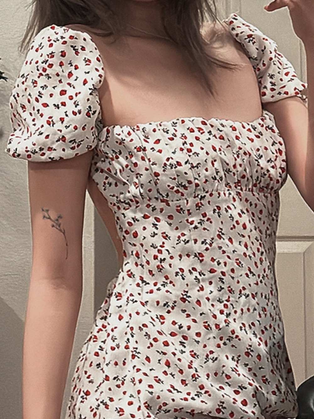 Fashion Nova Strawberry Floral Mini Dress Small or size 4 -6